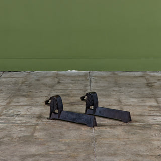 Pair of Cast Iron Dachshund Andirons