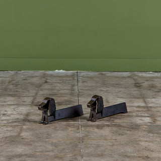 Pair of Cast Iron Dachshund Andirons