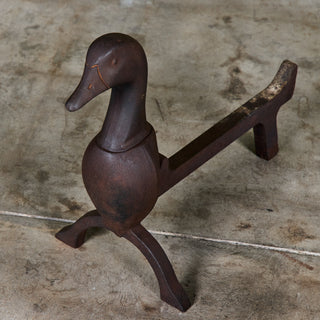 Pair of Cast Iron Duck Bust Andirons