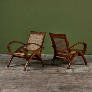 Pair of Curved Arm French Lounge Chairs