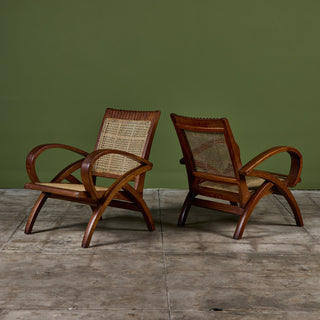 Pair of Curved Arm French Lounge Chairs