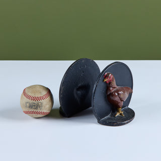 Pair of Cast Iron Chicken Bookends by Virginia Metalcrafters