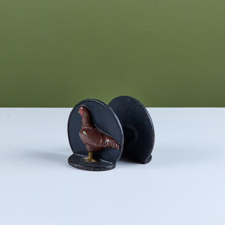 Pair of Cast Iron Chicken Bookends by Virginia Metalcrafters