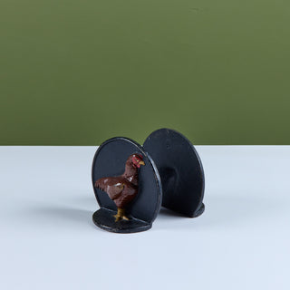 Pair of Cast Iron Chicken Bookends by Virginia Metalcrafters