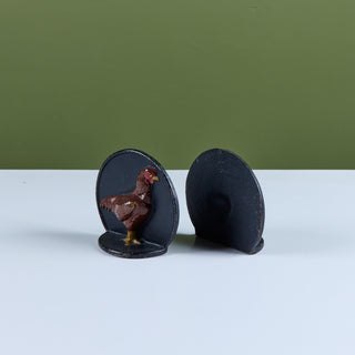 Pair of Cast Iron Chicken Bookends by Virginia Metalcrafters