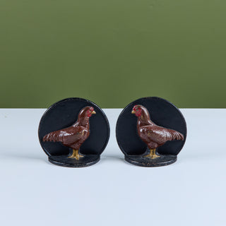 Pair of Cast Iron Chicken Bookends by Virginia Metalcrafters