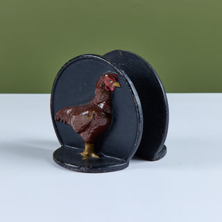 Pair of Cast Iron Chicken Bookends by Virginia Metalcrafters