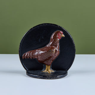 Pair of Cast Iron Chicken Bookends by Virginia Metalcrafters