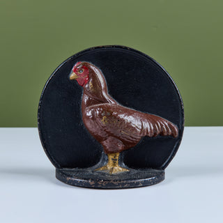 Pair of Cast Iron Chicken Bookends by Virginia Metalcrafters