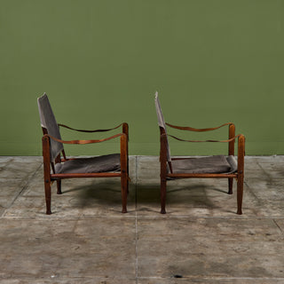 Pair of Kaare Klint Safari Lounge Chairs for Rud Rasmussen