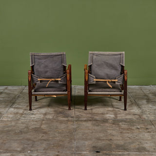Pair of Kaare Klint Safari Lounge Chairs for Rud Rasmussen