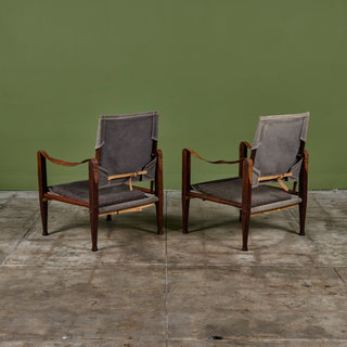 Pair of Kaare Klint Safari Lounge Chairs for Rud Rasmussen