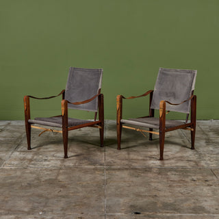 Pair of Kaare Klint Safari Lounge Chairs for Rud Rasmussen