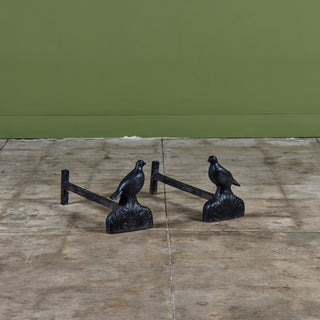 Pair of Cast Iron Bird Andirons