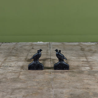Pair of Cast Iron Bird Andirons