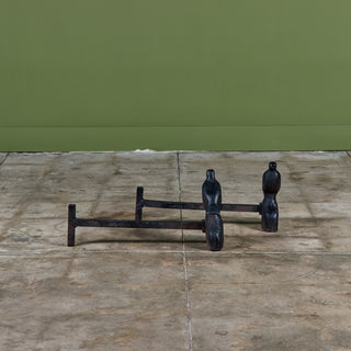 Pair of Cast Iron Bird Andirons