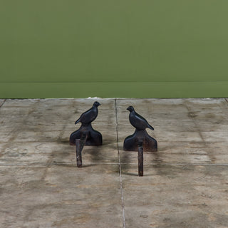 Pair of Cast Iron Bird Andirons