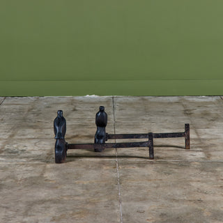 Pair of Cast Iron Bird Andirons