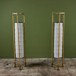 Pair of Ronald Cecil Sportes Bamboo Floor Lamps