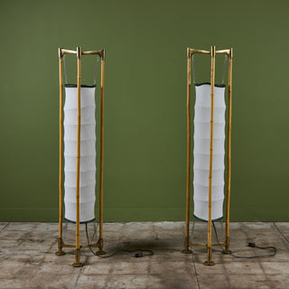 Pair of Ronald Cecil Sportes Bamboo Floor Lamps