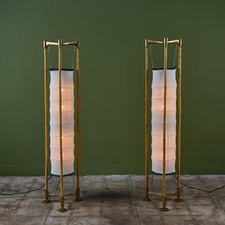 Pair of Ronald Cecil Sportes Bamboo Floor Lamps