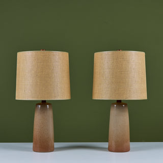 Pair of Speckle Glazed Gordon & Jane Martz Ceramic Lamps for Marshall Studios