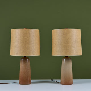 Pair of Speckle Glazed Gordon & Jane Martz Ceramic Lamps for Marshall Studios