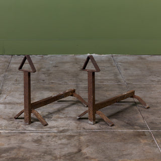 Pair of Cast Iron Arts & Crafts Andirons