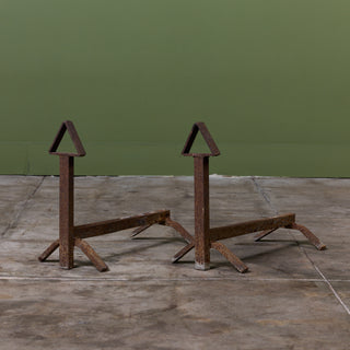 Pair of Cast Iron Arts & Crafts Andirons