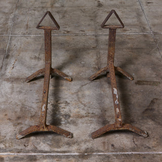 Pair of Cast Iron Arts & Crafts Andirons