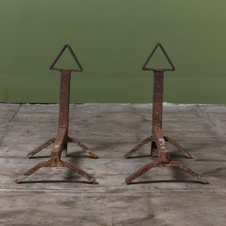Pair of Cast Iron Arts & Crafts Andirons