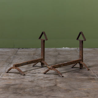 Pair of Cast Iron Arts & Crafts Andirons