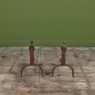 Pair of Primitive Wrought Iron Andirons