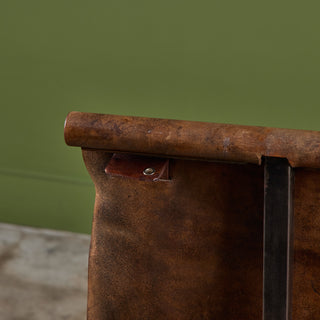 Patinated Jean-Paul Rykaert Leather Sling Chair