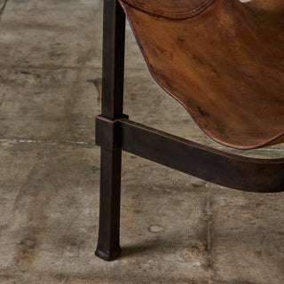 Patinated Jean-Paul Rykaert Leather Sling Chair