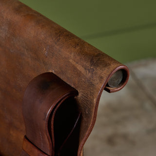 Patinated Jean-Paul Rykaert Leather Sling Chair