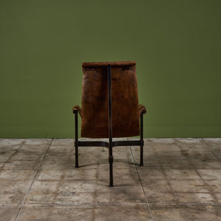 Patinated Jean-Paul Rykaert Leather Sling Chair