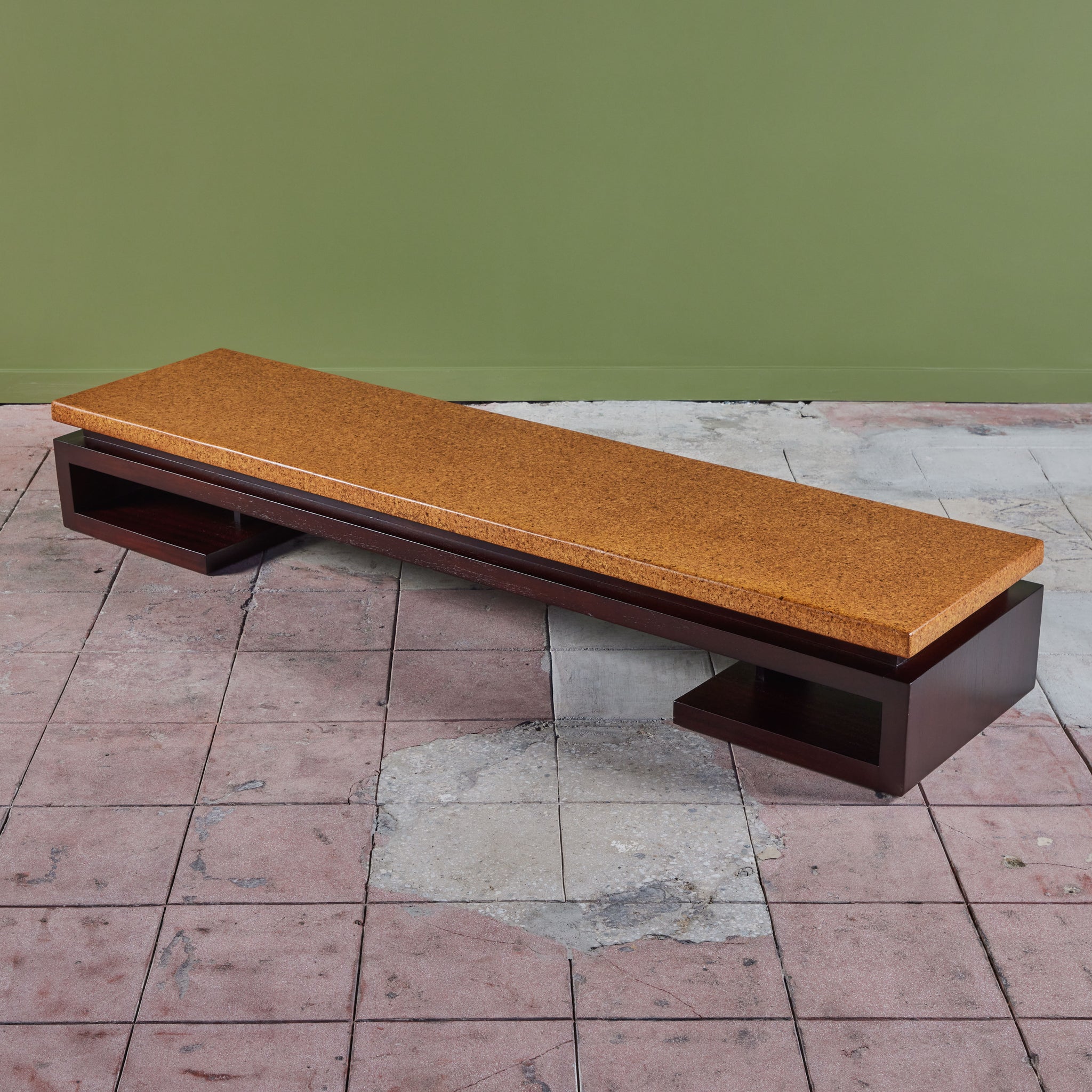 ON HOLD ** Paul Frankl Long Rectangular Cork Coffee Table for Johnson Furniture Co.
