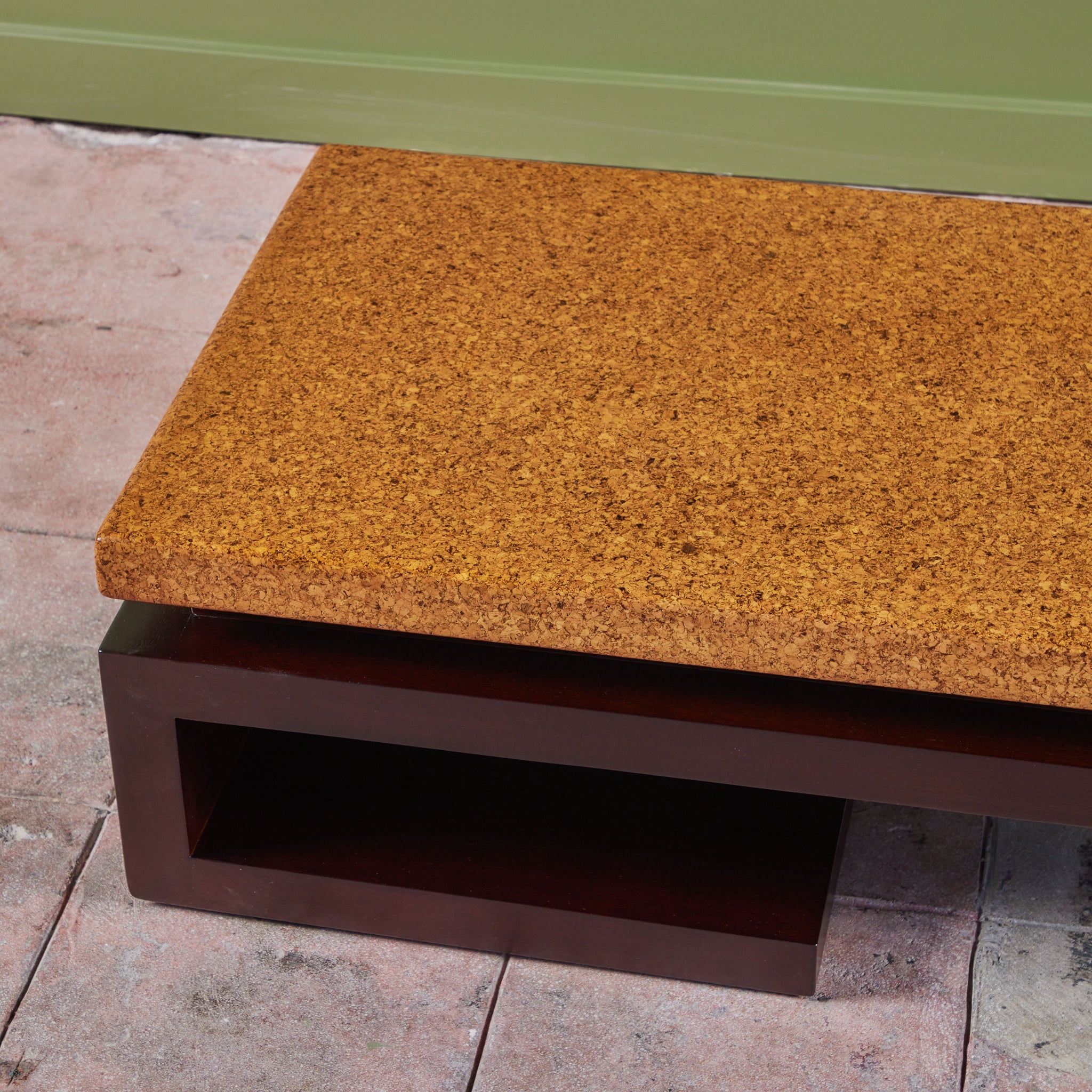 ON HOLD ** Paul Frankl Long Rectangular Cork Coffee Table for Johnson Furniture Co.