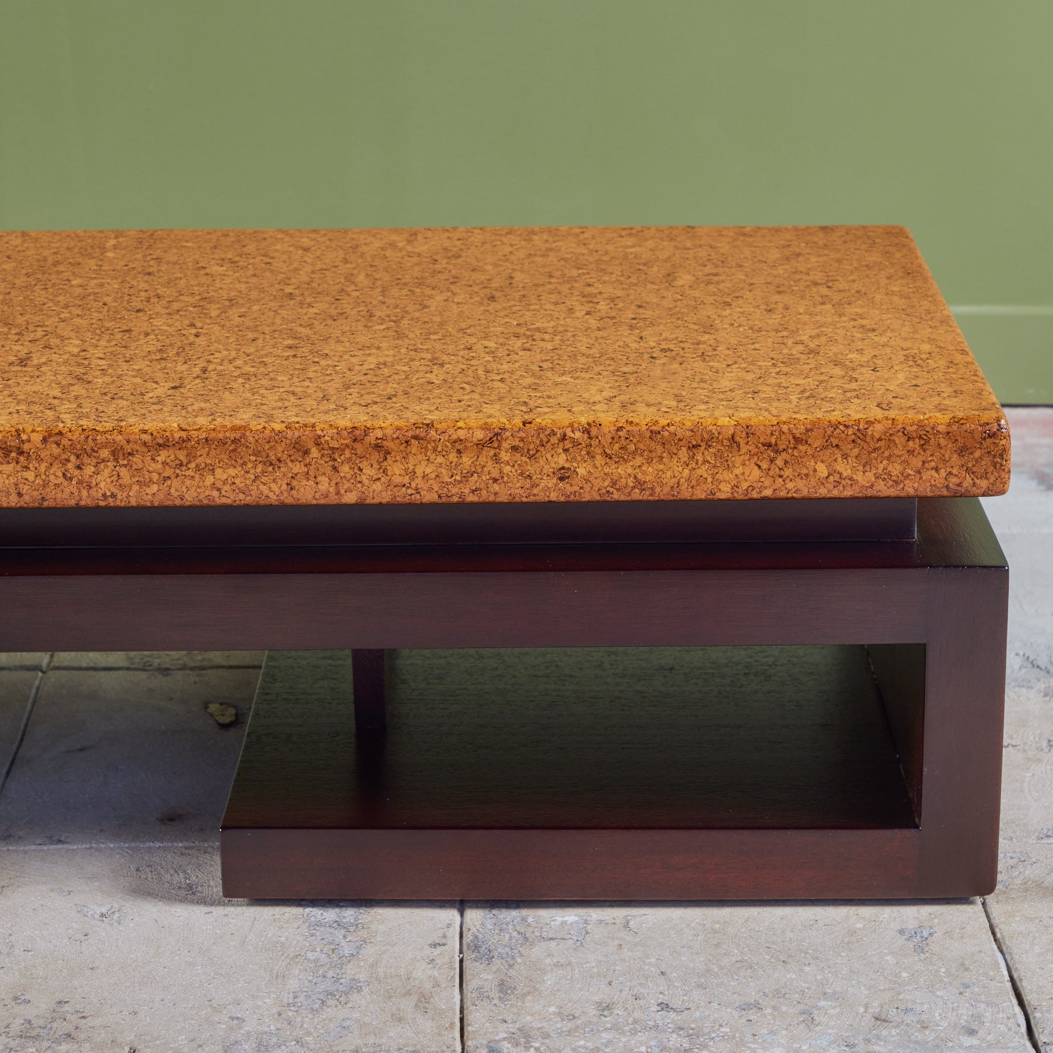 ON HOLD ** Paul Frankl Long Rectangular Cork Coffee Table for Johnson Furniture Co.