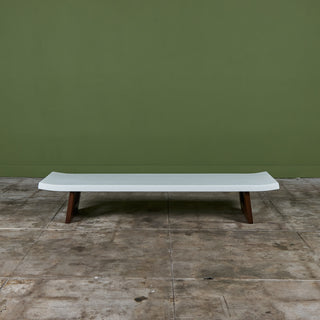 Paul Frankl Rectangular Whitened Cork Coffee Table or Bench for Johnson Furniture Co.
