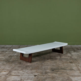 Paul Frankl Rectangular Whitened Cork Coffee Table or Bench for Johnson Furniture Co.