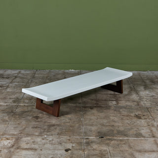 Paul Frankl Rectangular Whitened Cork Coffee Table or Bench for Johnson Furniture Co.