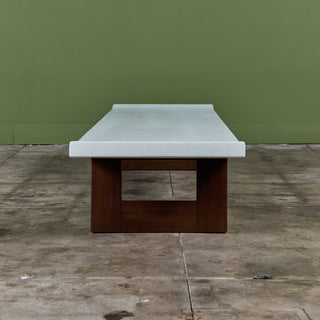 Paul Frankl Rectangular Whitened Cork Coffee Table or Bench for Johnson Furniture Co.