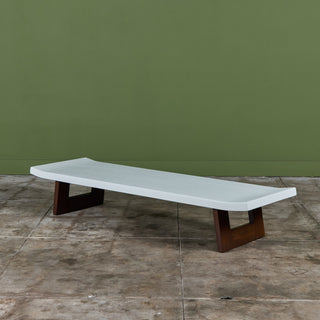 Paul Frankl Rectangular Whitened Cork Coffee Table or Bench for Johnson Furniture Co.