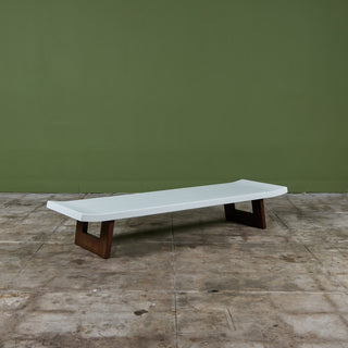 Paul Frankl Rectangular Whitened Cork Coffee Table or Bench for Johnson Furniture Co.