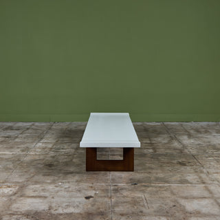 Paul Frankl Rectangular Whitened Cork Coffee Table or Bench for Johnson Furniture Co.
