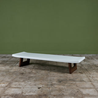 Paul Frankl Rectangular Whitened Cork Coffee Table or Bench for Johnson Furniture Co.