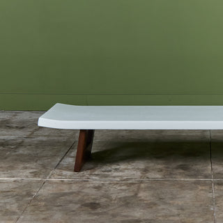 Paul Frankl Rectangular Whitened Cork Coffee Table or Bench for Johnson Furniture Co.