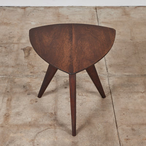 Paul Laszlo Triangular Mahogany Side Table for Glenn of California